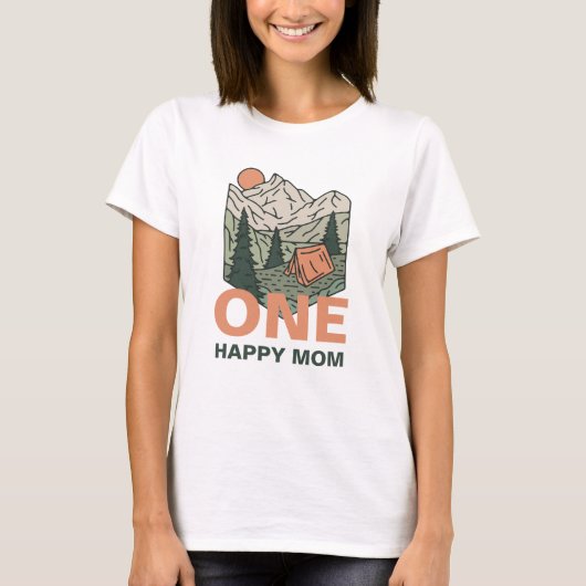 One Happy Camper First Birthday Mom Shirt Tシャツ (正面)