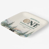 ONE Happy Camper Green Bear 1st誕生日パーティー ペーパープレート (傾斜あり)