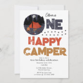One Happy Camper Invite 1st Summer Birthday 招待状 (正面)