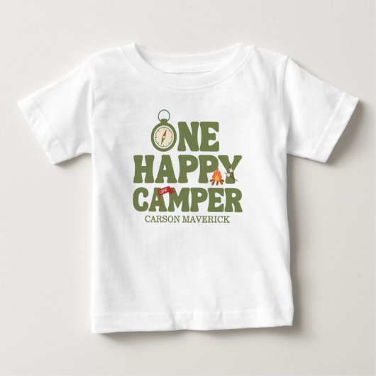 One Happy Camper Kids Birthday ベビーTシャツ (正面)