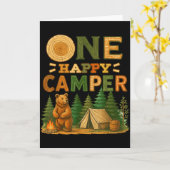 One Happy Camper Matching Family Birthday Party Ca カード (黄色い花)