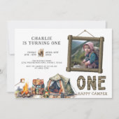 One Happy Camper Photo 1st誕生日 招待状 (正面)