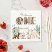 One Happy Camper Photo First Birthday スタンダードランチョンナプキン (インサイチュ)