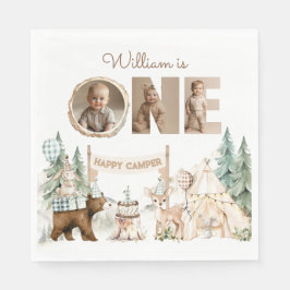 One Happy Camper Photo First Birthday スタンダードランチョンナプキン