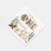 One Happy Camper Photo First Birthday スタンダードランチョンナプキン (角)