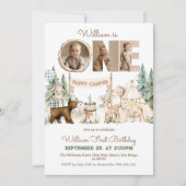 One Happy Camper Photo First Birthday 招待状 (正面)