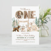 One Happy Camper Photo First Birthday 招待状 (スタンド正面)