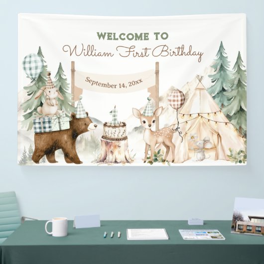 One Happy Camper Photo First Birthday 横断幕 (トレードショー)