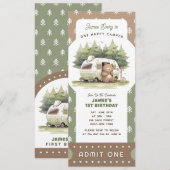 One Happy Camper Ticket Admit One 招待状 (正面/裏面)