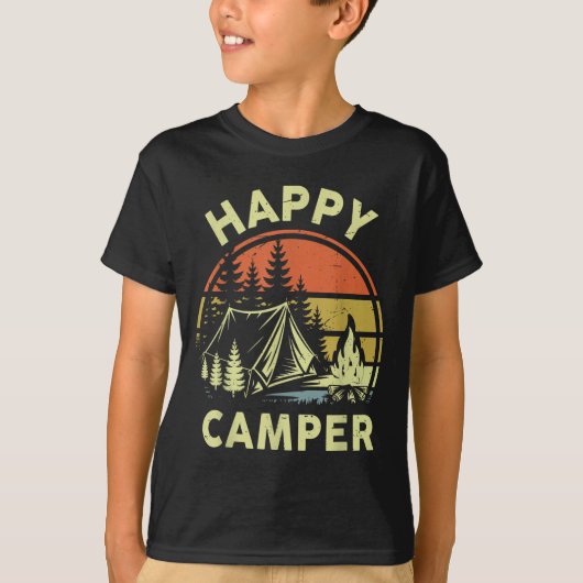 One Happy Camper Toddler Boy Funny Camng Campfire Tシャツ (正面)