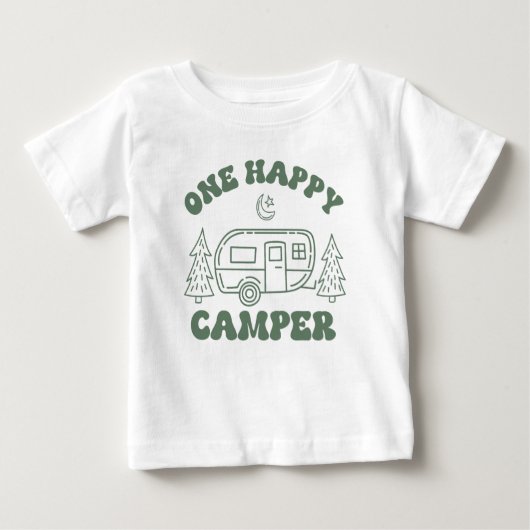 One Happy Camper Toddler T-Shirt – Cute Retro Camp ベビーTシャツ (正面)