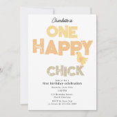 One Happy Chick Invite 1st Baby Chicken Birthday 招待状 (正面)