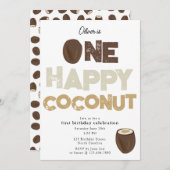 One Happy Coconut Invite 1st Summer Birthday 招待状 (正面/裏面)