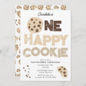 One Happy Cookie Invite 1st  First Birthday Cute 招待状 (正面/裏面)
