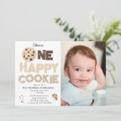 One Happy Cookie Invite 1st  First Birthday Photo 招待状 (スタンド正面)