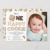 One Happy Cookie Invite 1st  First Birthday Photo 招待状 (正面/裏面)