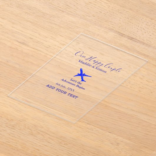 One happy Couple let's adventure begins wedding co アクリル招待状 (レイダウン)