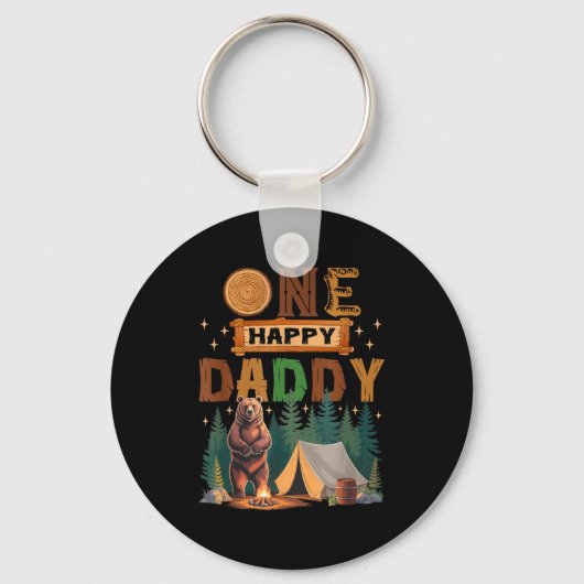 One Happy Daddy Camper 1st Birthday Camng Bear  キーホルダー (正面)