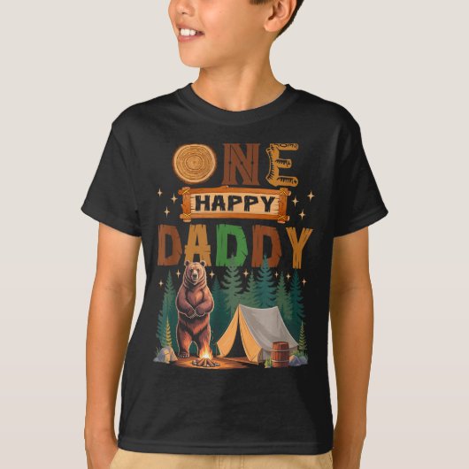 One Happy Daddy Camper 1st Birthday Camng Bear  Tシャツ (正面)