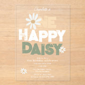 One Happy Daisy Invite 1st First Birthday Cute アクリル招待状 (正面)