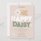 One Happy Daisy Invite 1st First Birthday Cute 招待状 (正面)