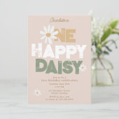 One Happy Daisy Invite 1st First Birthday Cute 招待状 (スタンド正面)