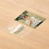 One Happy Daisy Invite 1st  First Birthday Photo アクリル招待状 (レイダウン)