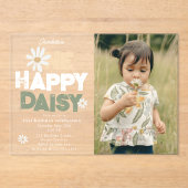 One Happy Daisy Invite 1st  First Birthday Photo アクリル招待状 (正面)