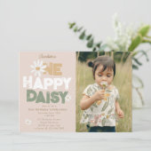 One Happy Daisy Invite 1st  First Birthday Photo 招待状 (スタンド正面)
