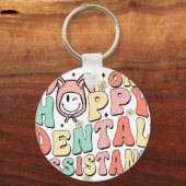 one happy dental assistant, retro, vintage キーホルダー (正面)