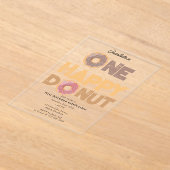 One Happy Donut Invite 1st  First Birthday Cute アクリル招待状 (レイダウン)