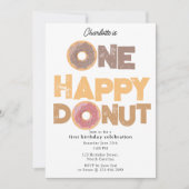 One Happy Donut Invite 1st First Birthday Cute 招待状 (正面)
