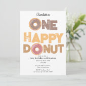 One Happy Donut Invite 1st First Birthday Cute 招待状 (スタンド正面)