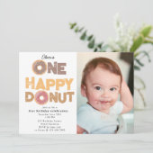 One Happy Donut Invite 1st  First Birthday Photo 招待状 (スタンド正面)