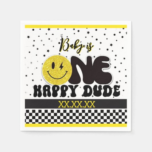 One Happy Dude スタンダードカクテルナプキン (正面)
