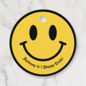 "One Happy Dude" レトロスマイル誕生日パーティー フェイバータグ (正面)