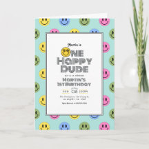 "One Happy Dude" レトロスマイル 1歳の誕生日パーティー