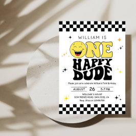 One Happy Dude - 楽しい1歳の誕生日パーティー 招待状