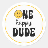 One Happy Dude 1st Birthday ラウンドシール (正面)