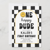 One Happy Dude 1st Birthday 招待状 (正面)