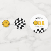 One Happy Dude 1st Birthday Checkered Confetti コンフェッティ (裏面)