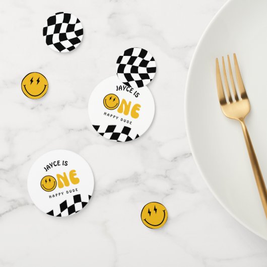 One Happy Dude 1st Birthday Checkered Confetti コンフェッティ (グループ)