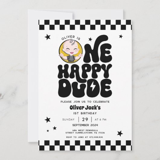 One Happy Dude 1st Birthday Invitation 招待状 (正面)