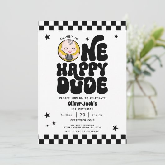 One Happy Dude 1st Birthday Invitation 招待状 (スタンド正面)