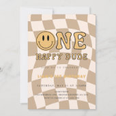 ONE HAPPY DUDE BIRTHDAY 招待状 (正面)