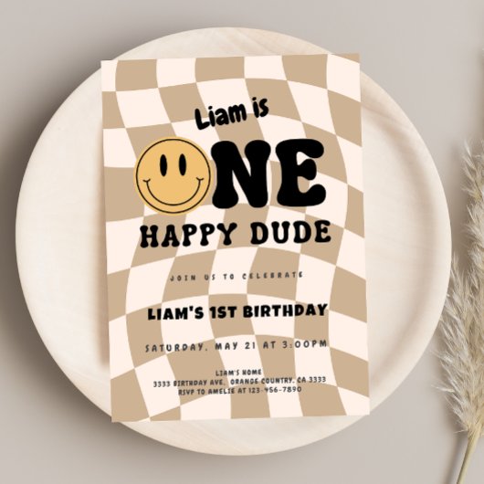 One Happy Dude Birthday 招待状