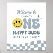ONE Happy Dude Birthday Partyウェルカムサイン ポスター (正面)