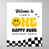 ONE Happy Dude Birthday Partyウェルカムサイン ポスター (正面)