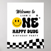 ONE Happy Dude Birthday Partyウェルカムサイン ポスター (正面)