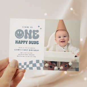 ONE Happy Dude Birthday Partyフォト招待状 招待状
